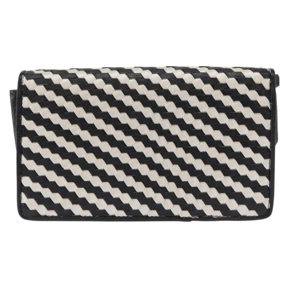 FENDI Shoulder Bag Leather Black White Auth 151723