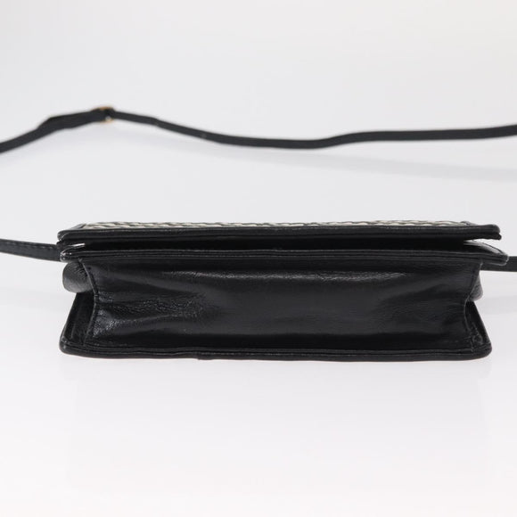 FENDI Shoulder Bag Leather Black White Auth 151723