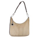 BVLGARI Shoulder Bag Canvas Beige Silver Auth 151725-1