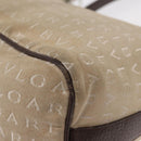 BVLGARI Shoulder Bag Canvas Beige Silver Auth 151725-13