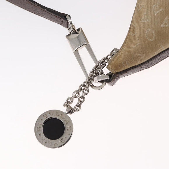 BVLGARI Shoulder Bag Canvas Beige Silver Auth 151725