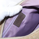 BVLGARI Shoulder Bag Canvas Beige Silver Auth 151725-15