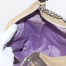 BVLGARI Shoulder Bag Canvas Beige Silver Auth 151725-17