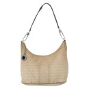 BVLGARI Shoulder Bag Canvas Beige Silver Auth 151725-2