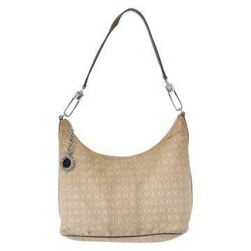 BVLGARI Shoulder Bag Canvas Beige Silver Auth 151725 - 0
