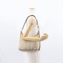 BVLGARI Shoulder Bag Canvas Beige Silver Auth 151725-22