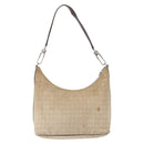 BVLGARI Shoulder Bag Canvas Beige Silver Auth 151725-3