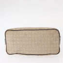 BVLGARI Shoulder Bag Canvas Beige Silver Auth 151725-9