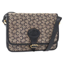 CELINE C Sulky Shoulder Bag Canvas Navy Gold Auth 151728-1