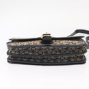 CELINE C Sulky Shoulder Bag Canvas Navy Gold Auth 151728-6