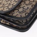 CELINE C Sulky Shoulder Bag Canvas Navy Gold Auth 151728-10