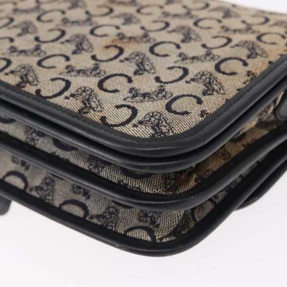 CELINE C Sulky Shoulder Bag Canvas Navy Gold Auth 151728