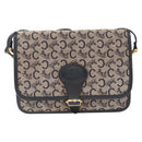 CELINE C Sulky Shoulder Bag Canvas Navy Gold Auth 151728-13
