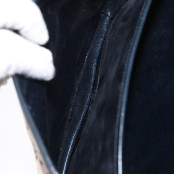 CELINE C Sulky Shoulder Bag Canvas Navy Gold Auth 151728