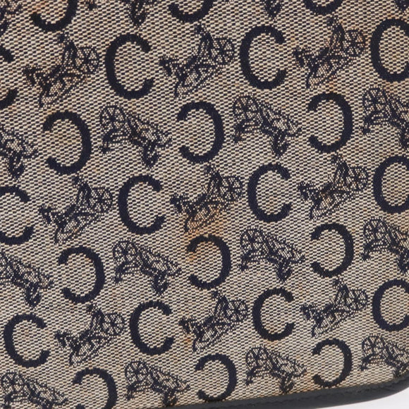 CELINE C Sulky Shoulder Bag Canvas Navy Gold Auth 151728