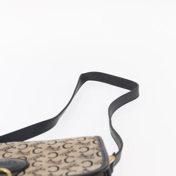 CELINE C Sulky Shoulder Bag Canvas Navy Gold Auth 151728