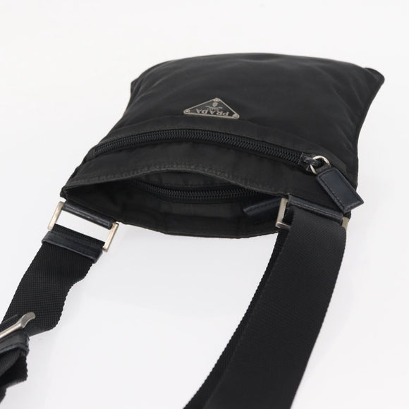 PRADA Shoulder Bag Nylon Black Silver Auth 151729