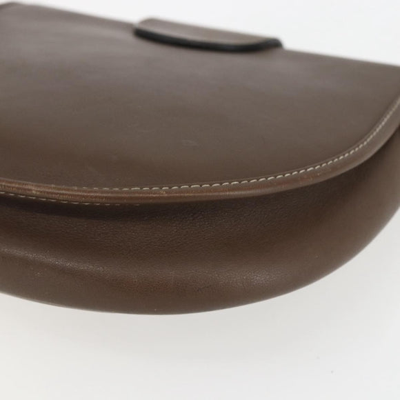 Christian Dior Shoulder Bag Leather Brown Gold Auth 151731