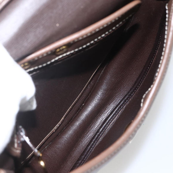 Christian Dior Shoulder Bag Leather Brown Gold Auth 151731