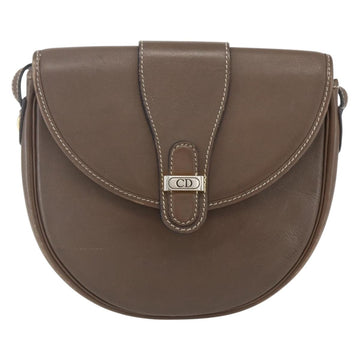 Christian Dior Shoulder Bag Leather Brown Gold Auth 151731 - 0