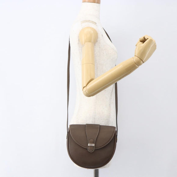Christian Dior Shoulder Bag Leather Brown Gold Auth 151731