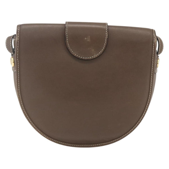 Christian Dior Shoulder Bag Leather Brown Gold Auth 151731