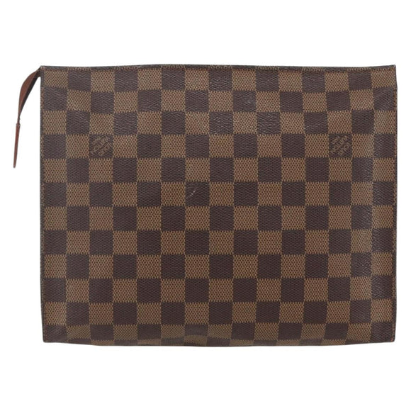 LOUIS VUITTON Damier Ebene Poche Toilette 26 Pouch N47543 LV Auth 151733