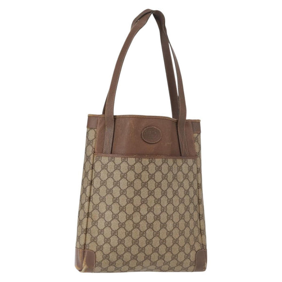 GUCCI GG Supreme Tote Bag PVC Beige Gold 002 123 0035 Auth 151735