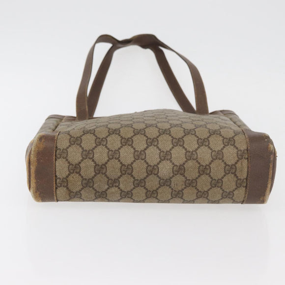 GUCCI GG Supreme Tote Bag PVC Beige Gold 002 123 0035 Auth 151735