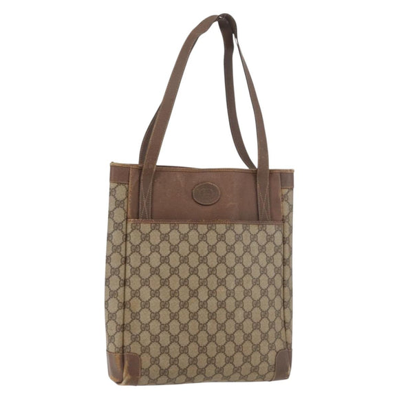 GUCCI GG Supreme Tote Bag PVC Beige Gold 002 123 0035 Auth 151735