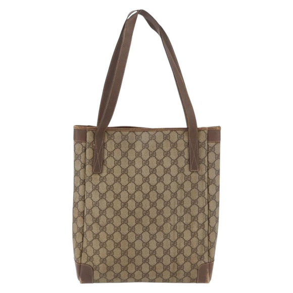 GUCCI GG Supreme Tote Bag PVC Beige Gold 002 123 0035 Auth 151735