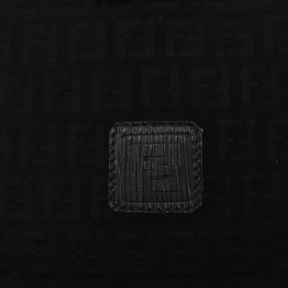 FENDI Zucchino Canvas Shoulder Bag Black Gold Auth 151737