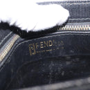 FENDI Zucchino Canvas Shoulder Bag Black Gold Auth 151737-10