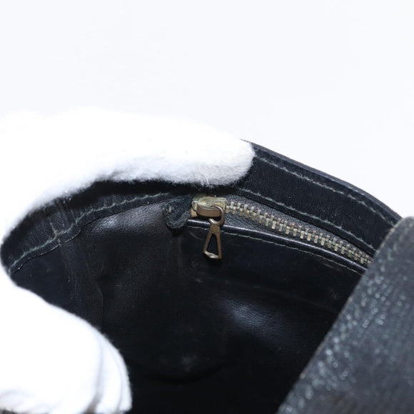 FENDI Zucchino Canvas Shoulder Bag Black Gold Auth 151737