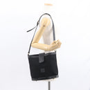 FENDI Zucchino Canvas Shoulder Bag Black Gold Auth 151737-21