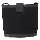 FENDI Zucchino Canvas Shoulder Bag Black Gold Auth 151737-2
