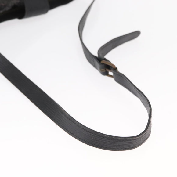 FENDI Zucchino Canvas Shoulder Bag Black Gold Auth 151737