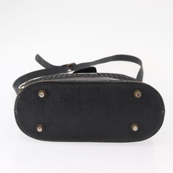 FENDI Zucchino Canvas Shoulder Bag Black Gold Auth 151737