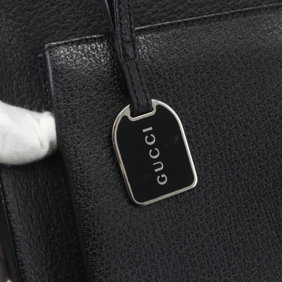 GUCCI Hand Bag Leather 2way Black Silver 002 1118 0463 Auth 151738