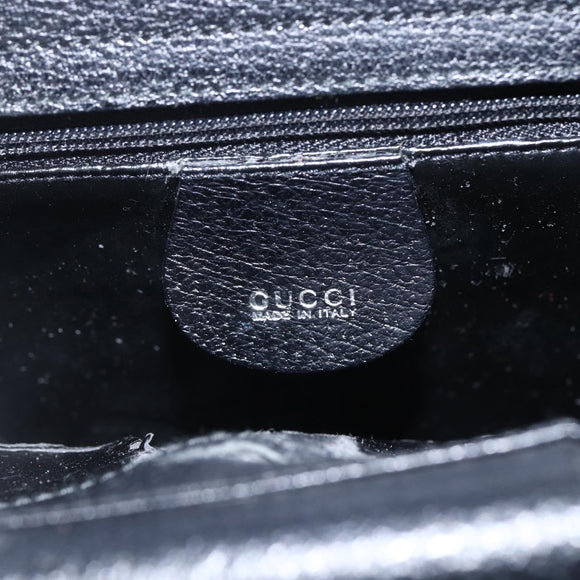 GUCCI Hand Bag Leather 2way Black Silver 002 1118 0463 Auth 151738