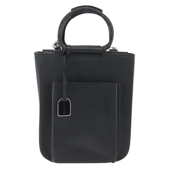 GUCCI Hand Bag Leather 2way Black Silver 002 1118 0463 Auth 151738