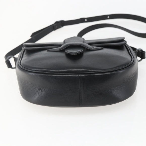 SAINT LAURENT Shoulder Bag Leather Black Auth 151739