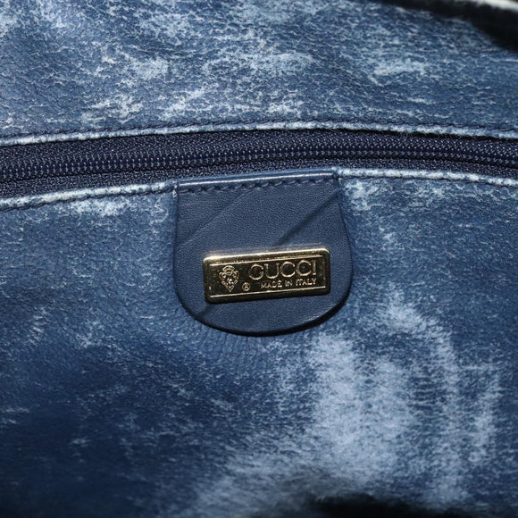 GUCCI Micro GG Supreme Hand Bag PVC 2way Navy Gold 002 122 0033 Auth 151742