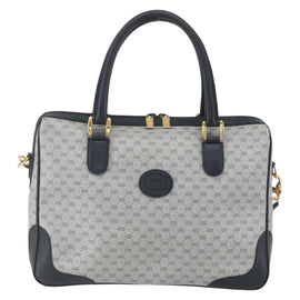 GUCCI Micro GG Supreme Hand Bag PVC 2way Navy Gold 002 122 0033 Auth 151742 - 0