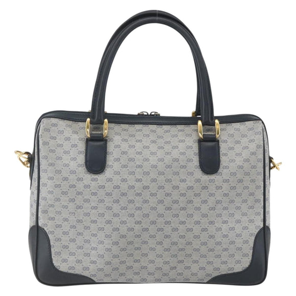 GUCCI Micro GG Supreme Hand Bag PVC 2way Navy Gold 002 122 0033 Auth 151742