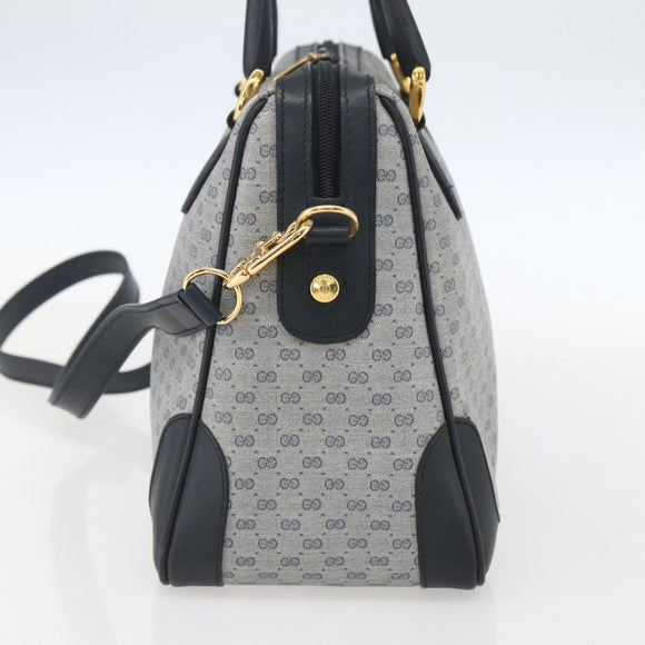 GUCCI Micro GG Supreme Hand Bag PVC 2way Navy Gold 002 122 0033 Auth 151742