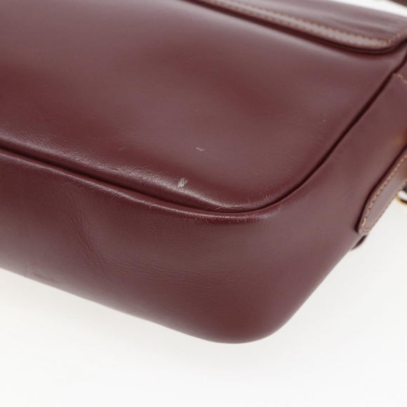 CARTIER Must Line Shoulder Bag Leather Bordeaux Gold Auth 151746