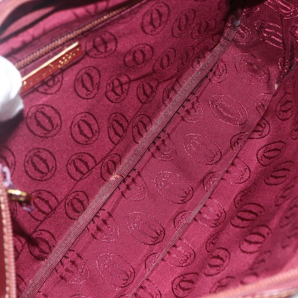CARTIER Must Line Shoulder Bag Leather Bordeaux Gold Auth 151746