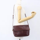 CARTIER Must Line Shoulder Bag Leather Bordeaux Gold Auth 151746-23
