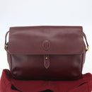 CARTIER Must Line Shoulder Bag Leather Bordeaux Gold Auth 151746-12